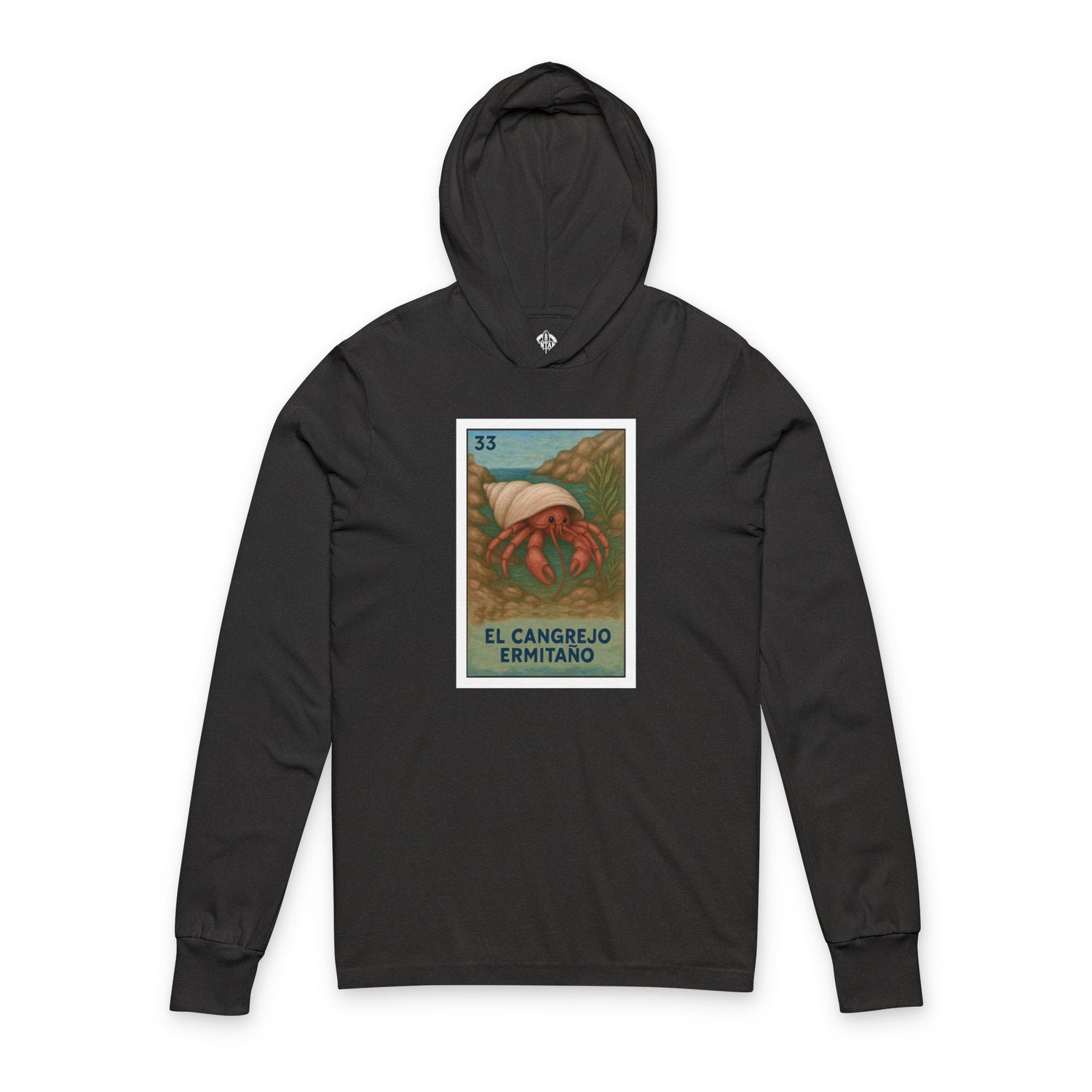 Hermit Crab Lotería Unisex - Cotton Hooded Long Sleeve Hooded T-Shirt (El Cangrejo Ermitaño)