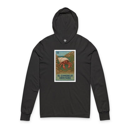 Hermit Crab Lotería Unisex - Cotton Hooded Long Sleeve Hooded T-Shirt (El Cangrejo Ermitaño)