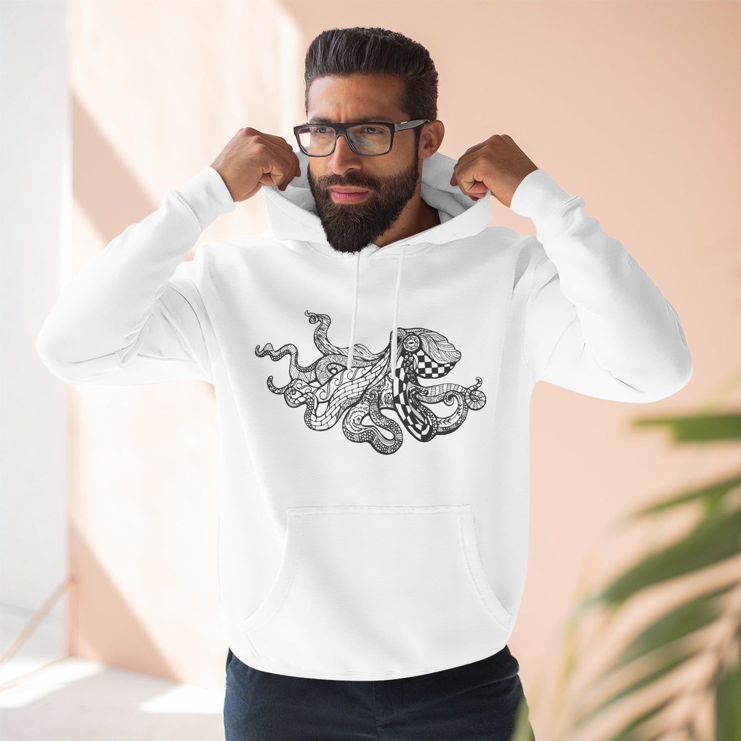 Ventangle Octopus Unisex - Pull-Over Cotton Blend Fleece Hoodie