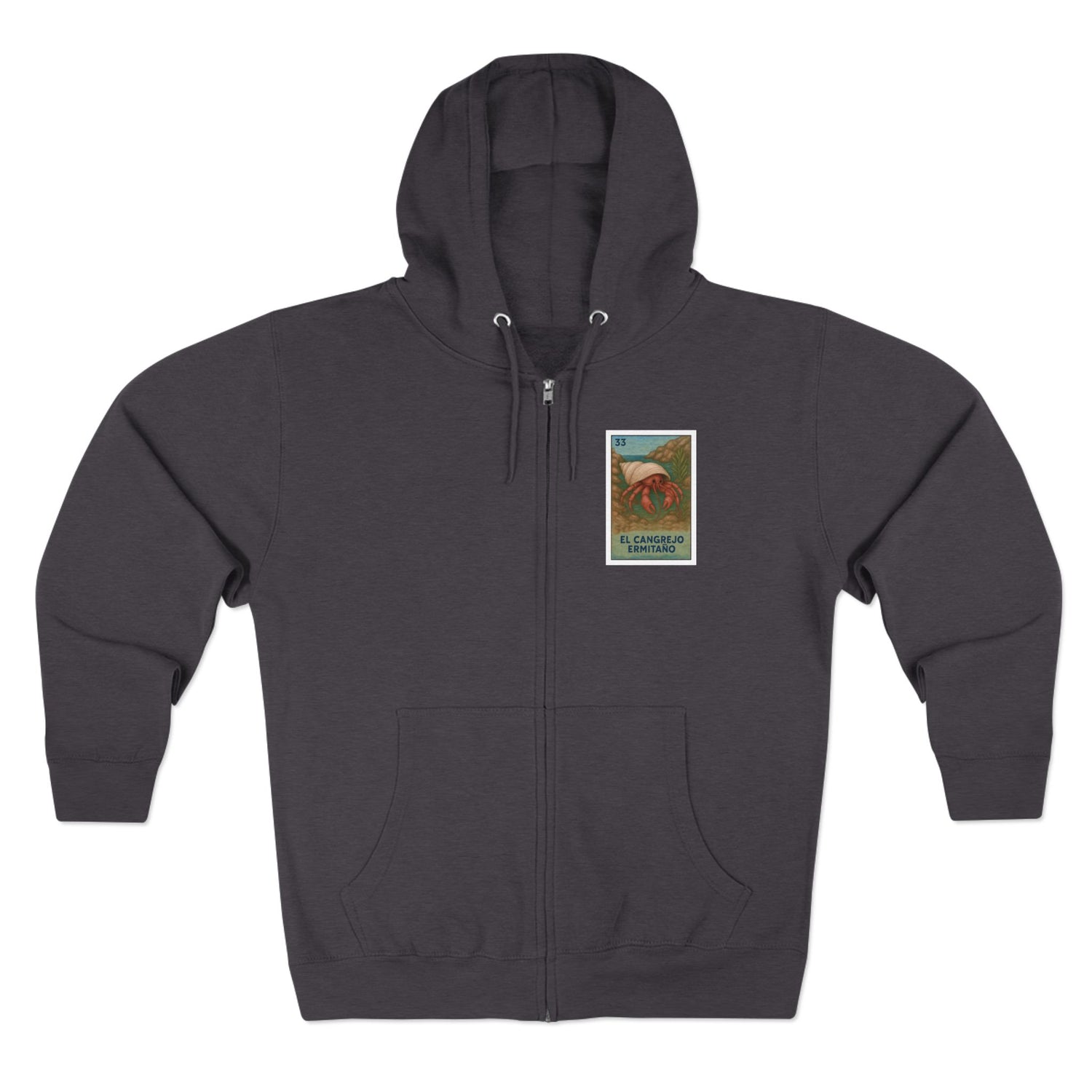 Hermit Crab Lotería Unisex - Zip Cotton Blend Fleece Hoodie (El Cangrejo Ermitaño)