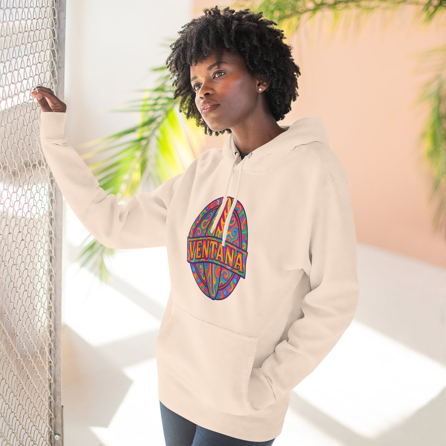 Ventana Psychedelic Treefish Logo Unisex - Pull-Over Cotton Blend Fleece Hoodie