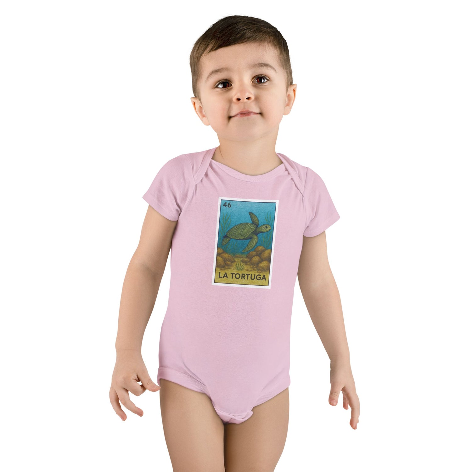 Turtle Lotería - Baby Short Sleeve 100% Cotton Onesie (La Tortuga)