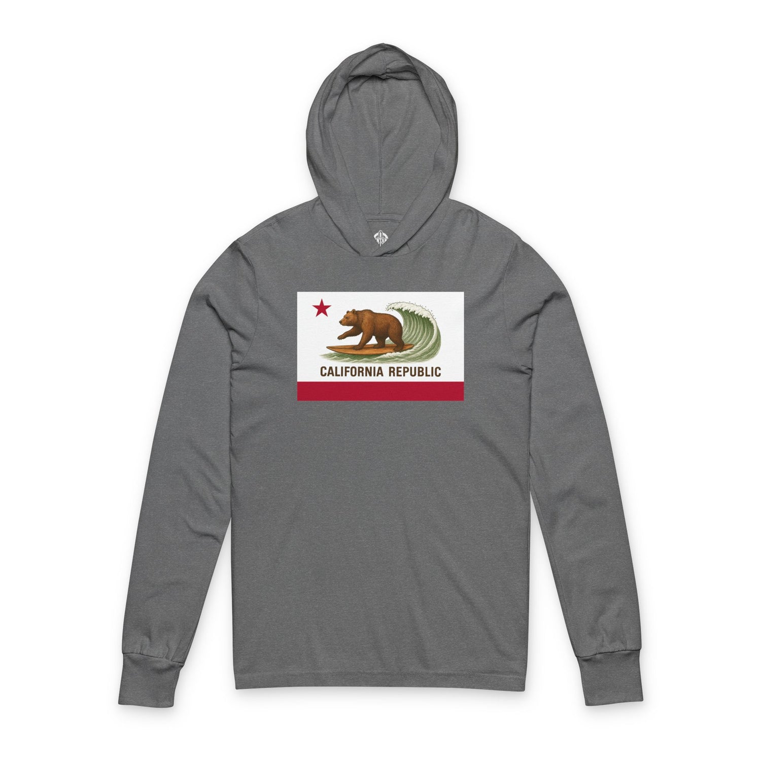 California Surfing Bear Flag Unisex - Cotton Long Sleeve Hooded T-Shirt