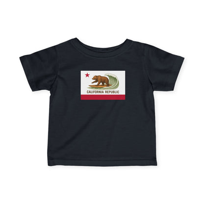 California Surfing Bear Flag - Infant 100% Cotton T-Shirt