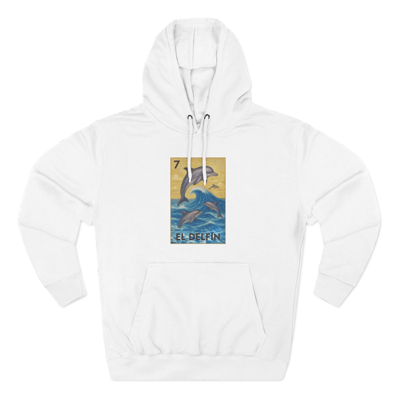Dolphin Lotería Unisex - Pull-Over Cotton Blend Fleece Hoodie (El Delfín)