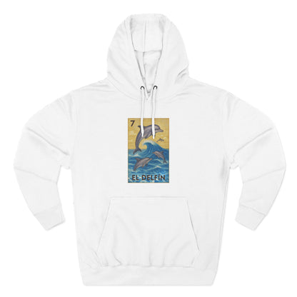 Dolphin Lotería Unisex - Pull-Over Cotton Blend Fleece Hoodie (El Delfín)