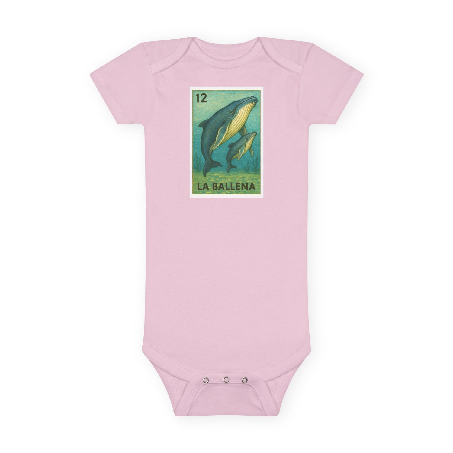 Whale Lotería - Baby Short Sleeve 100% Cotton Onesie (La Ballena)