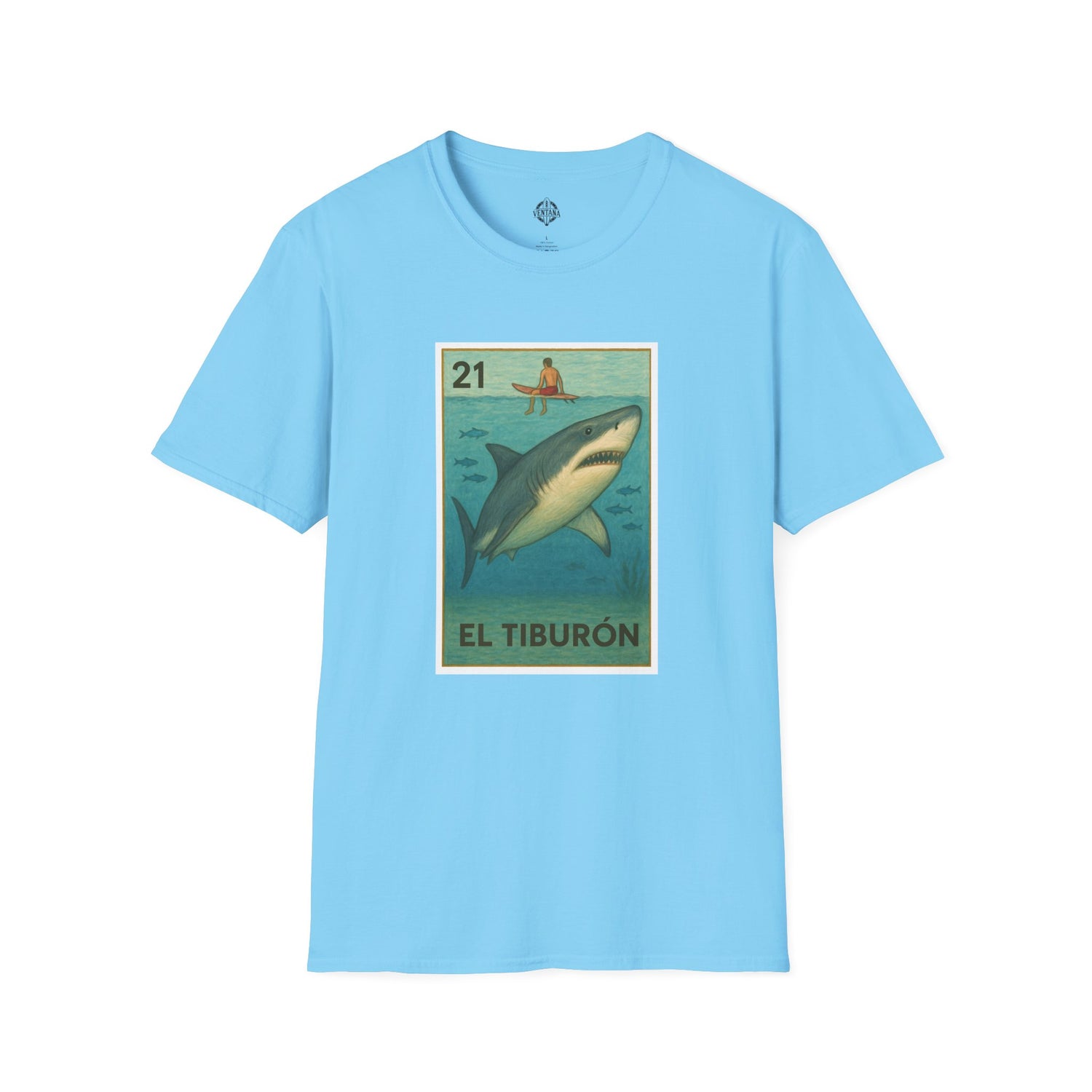 Shark Lotería Unisex - Soft Style U.S. Cotton T-Shirt (El Tiburón)