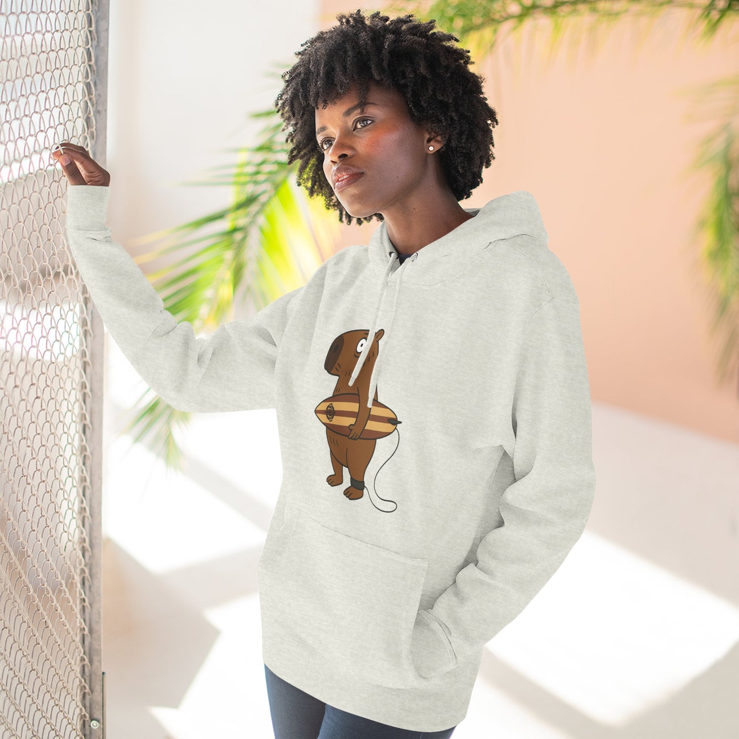 Capybara Surfer Unisex - Pull-Over Cotton Blend Fleece Hoodie