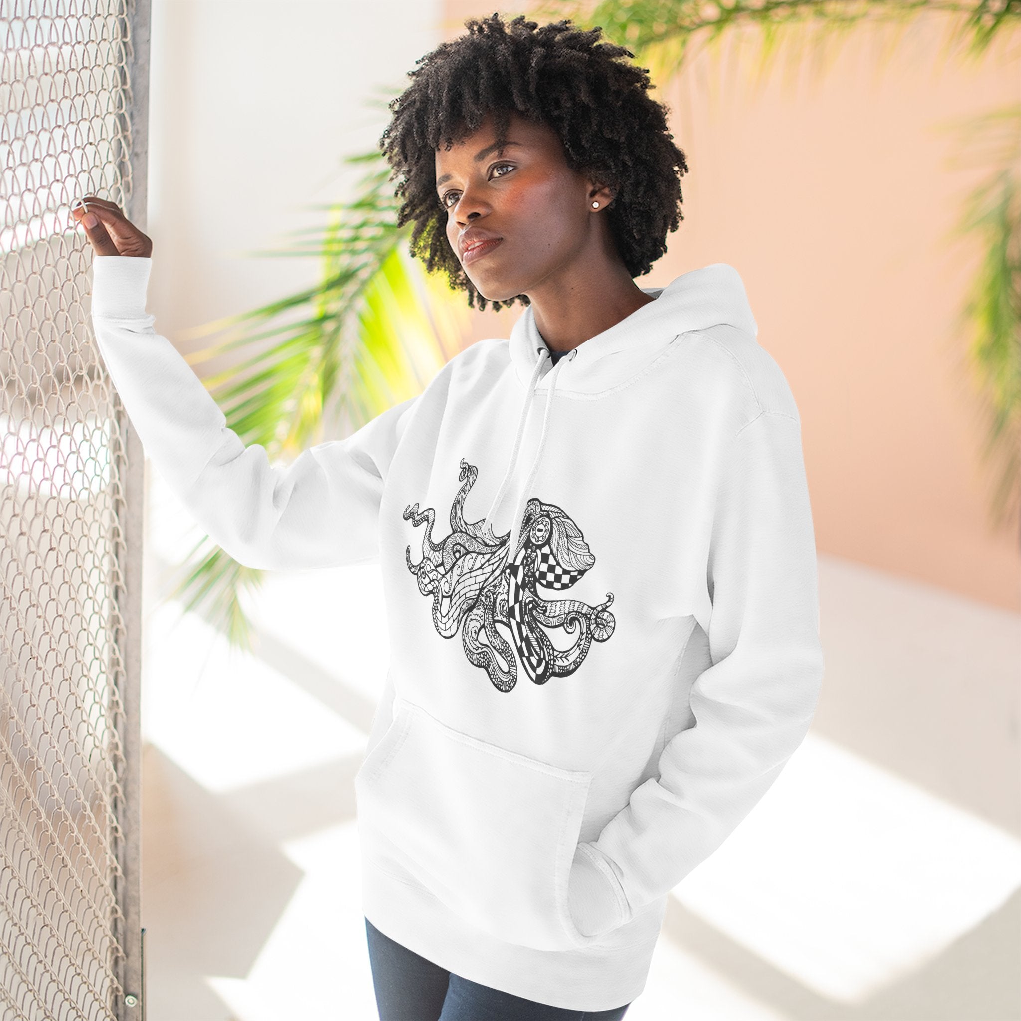 Ventangle Octopus Unisex - Pull-Over Cotton Blend Fleece Hoodie
