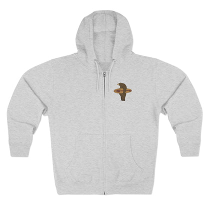 Surfing Grizzly Bear by Fabian Lavater Unisex - Zip Cotton Blend Fleece Hoodie