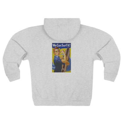 Rosie the Surfer Unisex - Zip Cotton Blend Fleece Hoodie