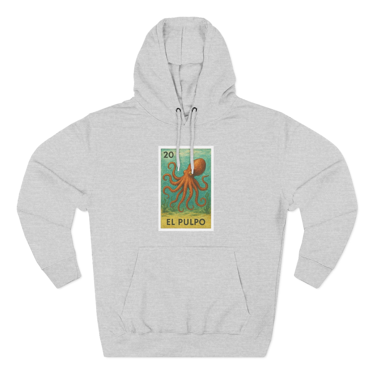 Octopus Lotería Unisex - Pull-Over Cotton Blend Fleece Hoodie (El Pulpo)