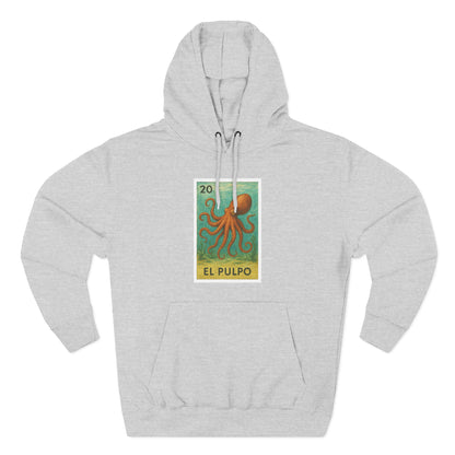 Octopus Lotería Unisex - Pull-Over Cotton Blend Fleece Hoodie (El Pulpo)