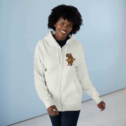 Capybara Surfer Unisex - Zip Cotton Blend Fleece Hoodie