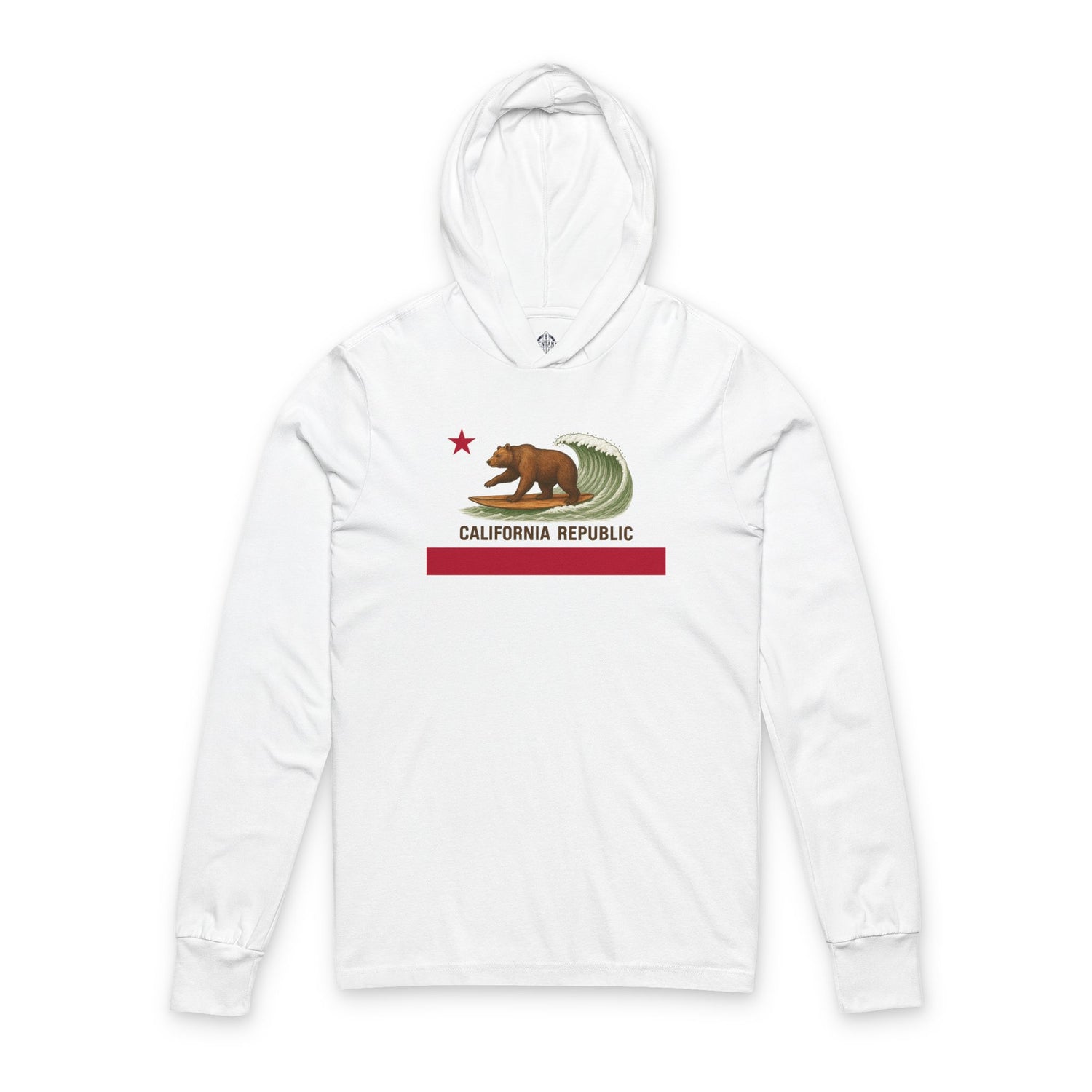 California Surfing Bear Flag Unisex - Cotton Long Sleeve Hooded T-Shirt