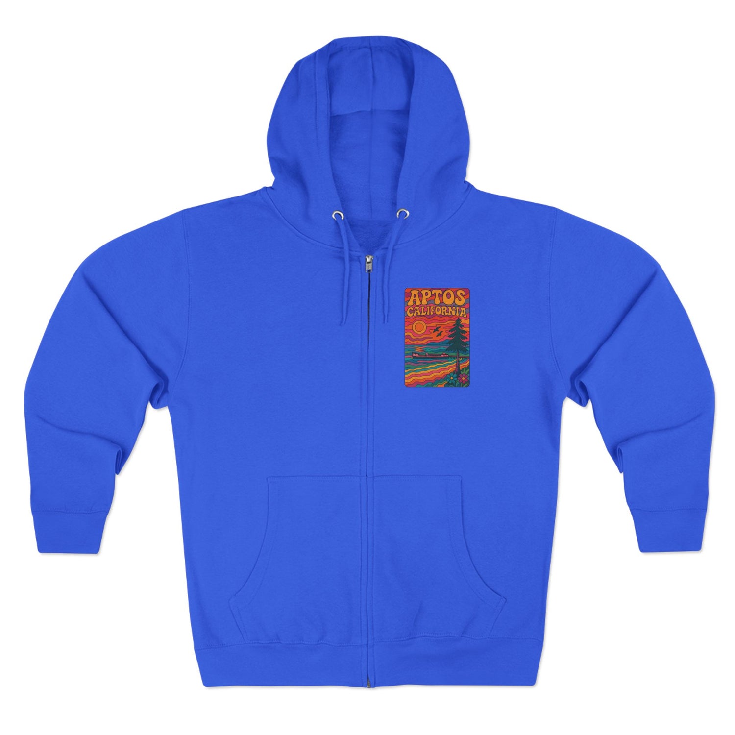 Aptos California Psychedelic Unisex - Zip Cotton Blend Fleece Hoodie