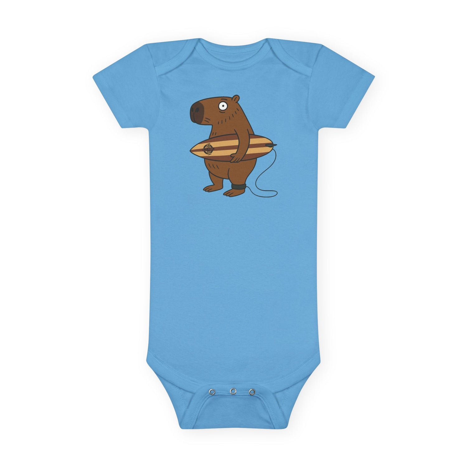 Capybara Surfer - Baby Short Sleeve 100% Cotton Onesie