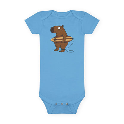 Capybara Surfer - Baby Short Sleeve 100% Cotton Onesie