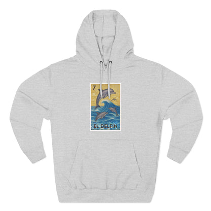 Dolphin Lotería Unisex - Pull-Over Cotton Blend Fleece Hoodie (El Delfín)