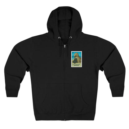 Elephant Seal Lotería Unisex - Zip Cotton Blend Fleece Hoodie (El Elefante Marino)