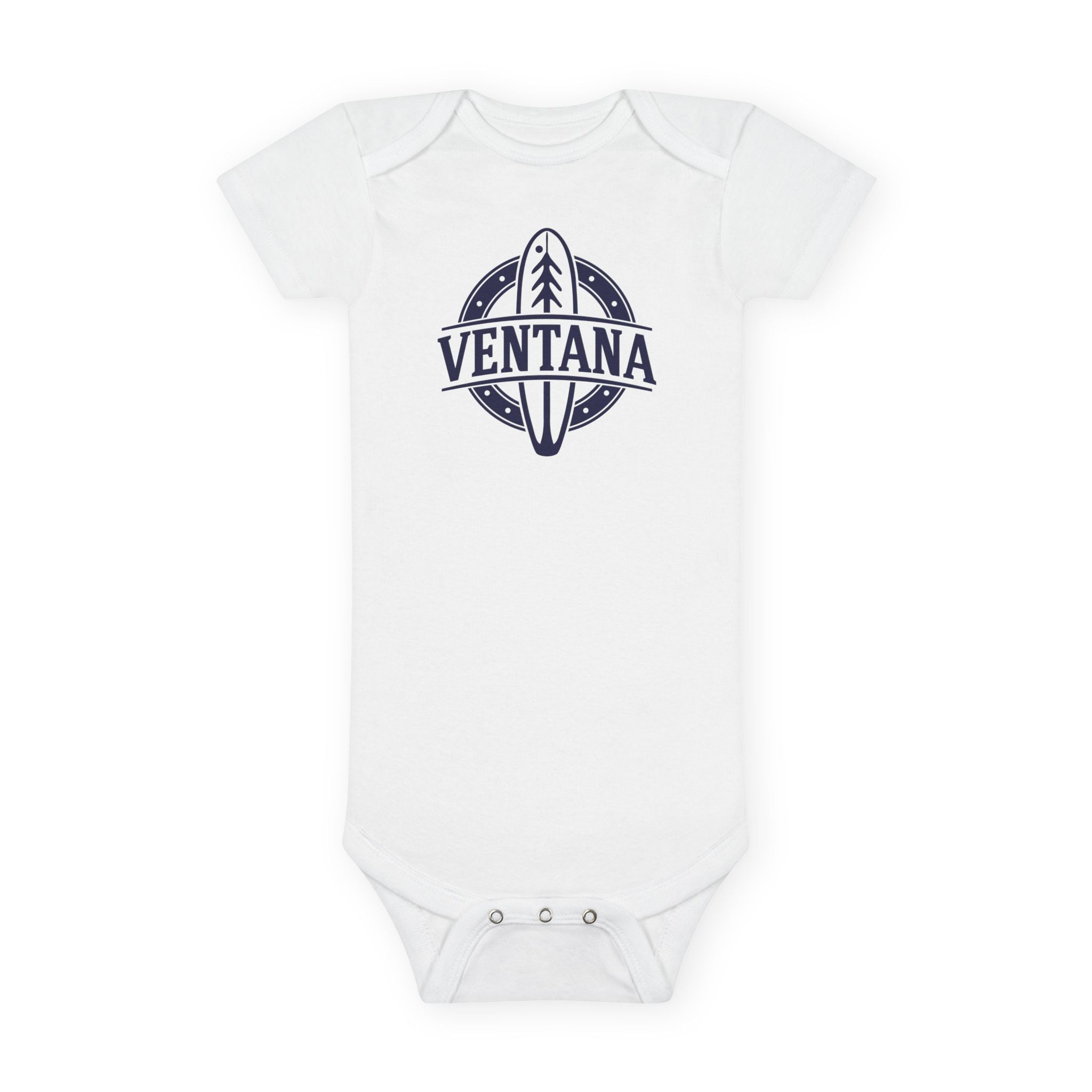 Ventana Treefish Logo - Baby Short Sleeve 100% Cotton Onesie