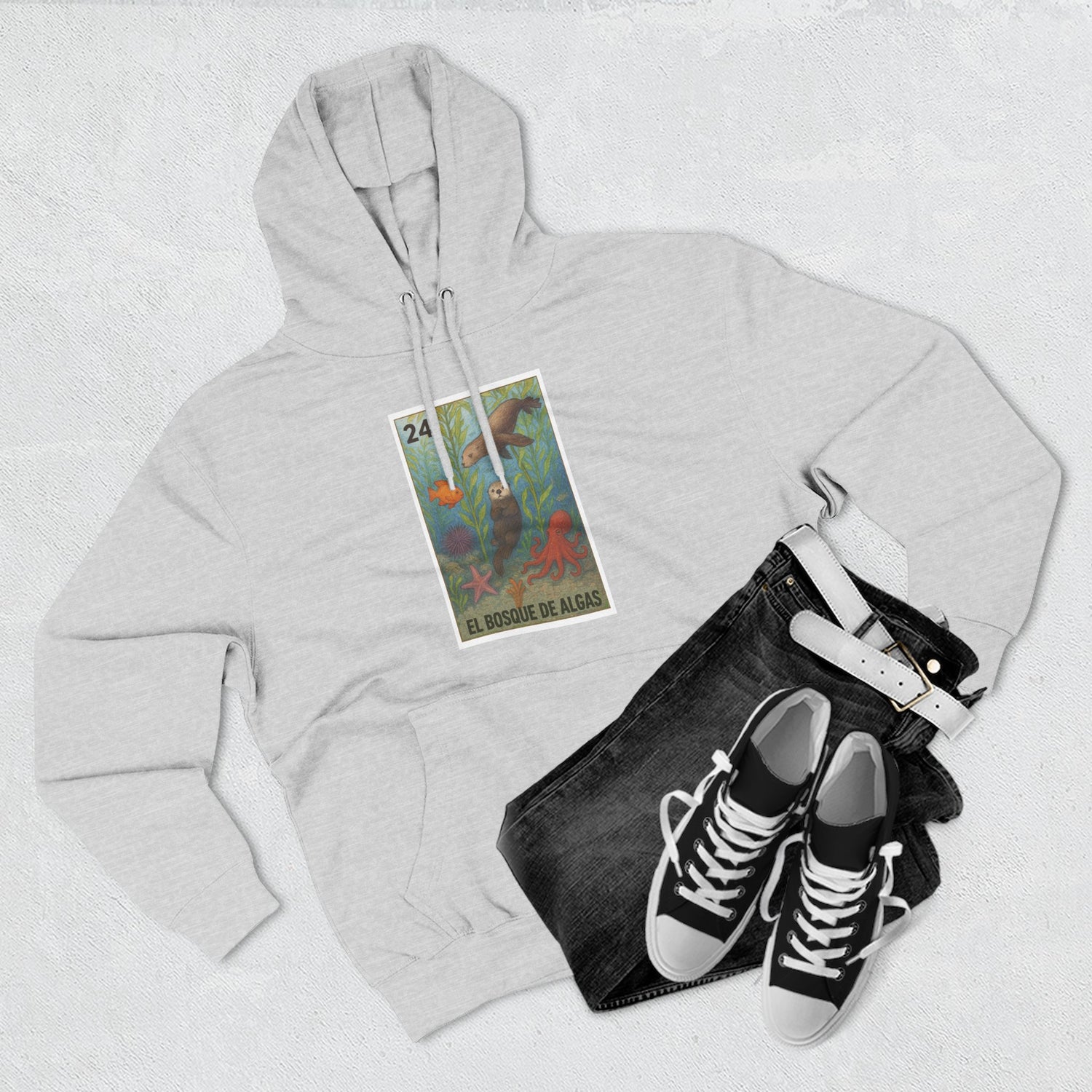 Kelp Forest Lotería Unisex - Pull-Over Cotton Blend Fleece Hoodie (El Bosque de Algas)