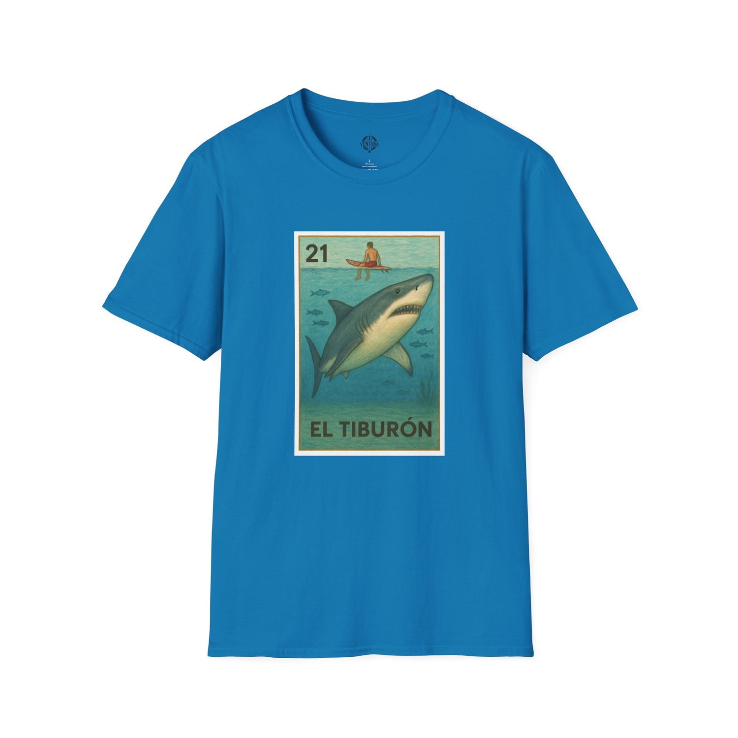 Shark Lotería Unisex - Soft Style U.S. Cotton T-Shirt (El Tiburón)