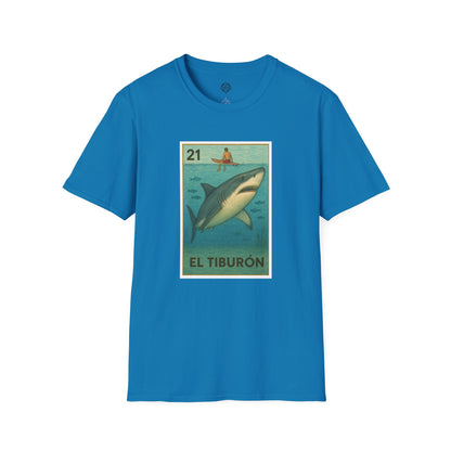 Shark Lotería Unisex - Soft Style U.S. Cotton T-Shirt (El Tiburón)