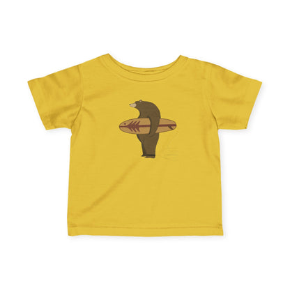 Surfing Grizzly Bear by Fabian Lavater - Infant 100% Cotton T-Shirt