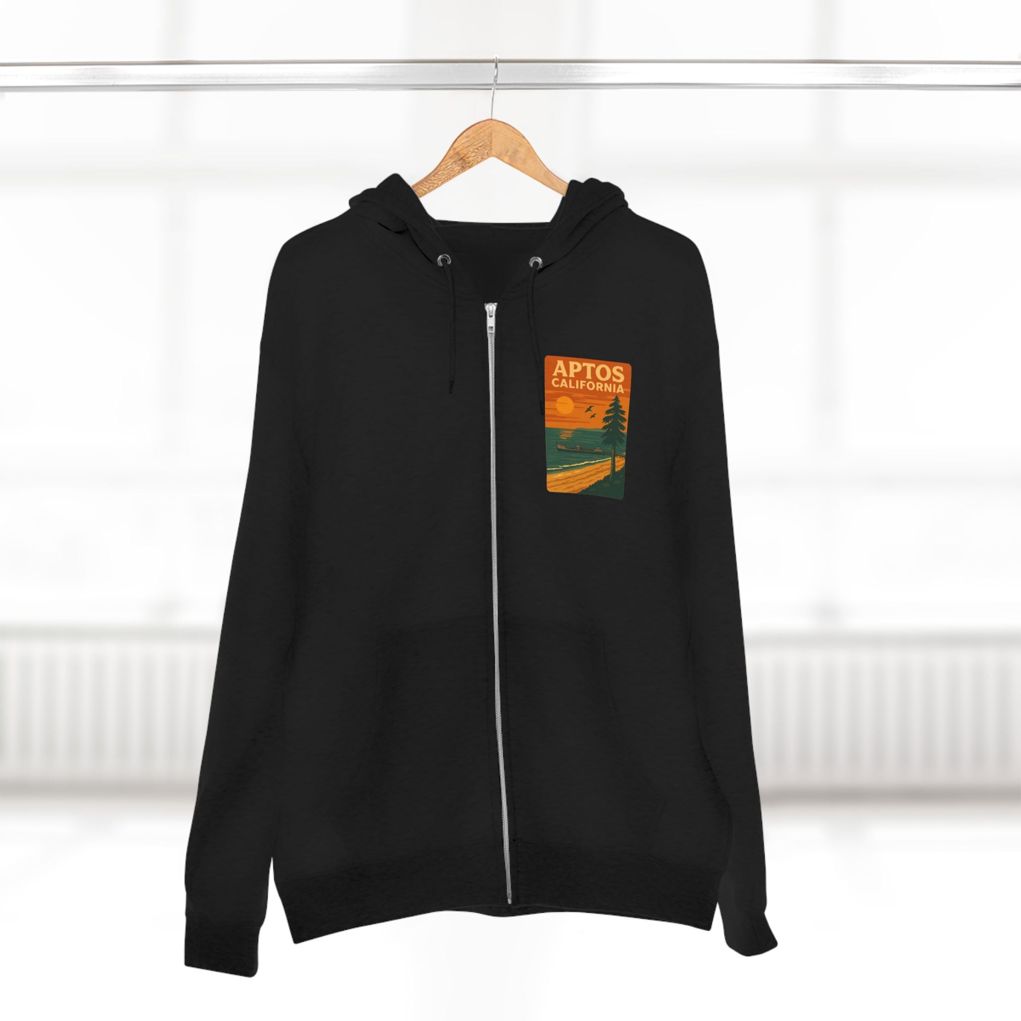 Aptos California Sunset Unisex - Zip Cotton Blend Fleece Hoodie