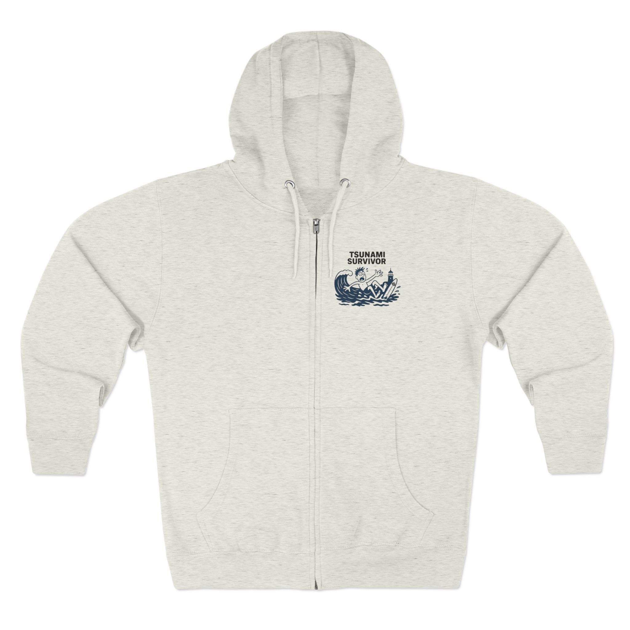 Tsunami Survivor Unisex - Zip Cotton Blend Fleece Hoodie