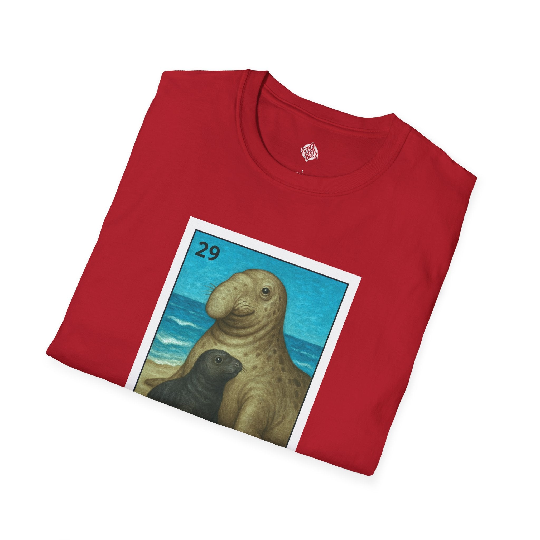 Elephant Seal Lotería Unisex - Soft Style U.S. Cotton T-Shirt (El Elefante Marino)