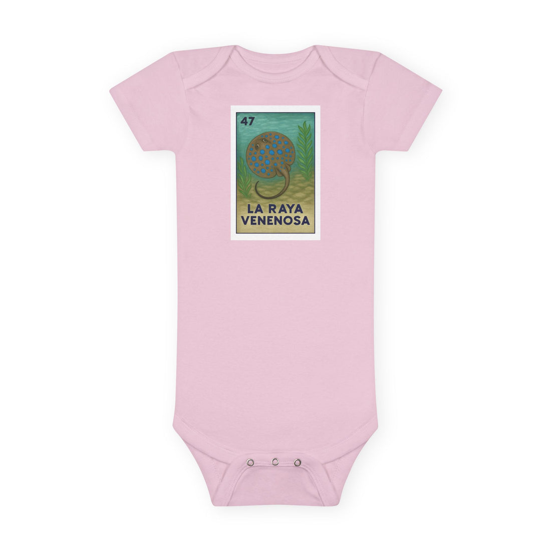Stingray Lotería - Baby Short Sleeve 100% Cotton Onesie (La Raya Venenosa)
