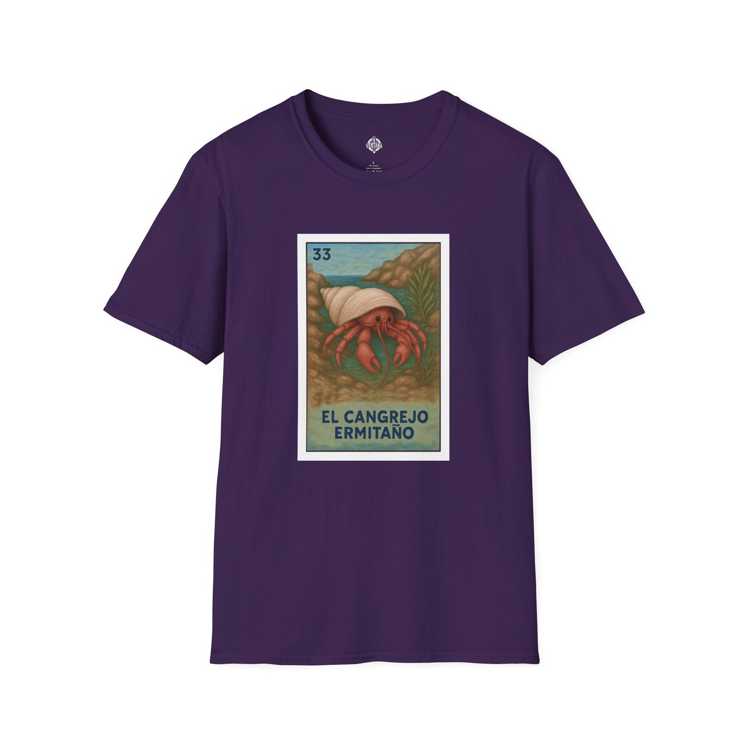 Hermit Crab Lotería Unisex - Soft Style U.S. Cotton T-Shirt (El Cangrejo Ermitaño)