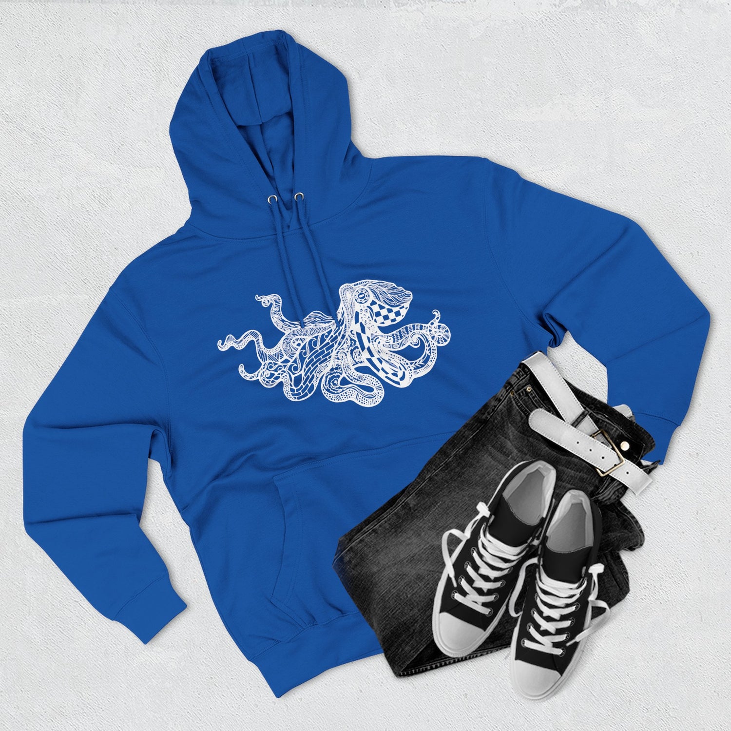Ventangle Octopus Unisex - Pull-Over Cotton Blend Fleece Hoodie