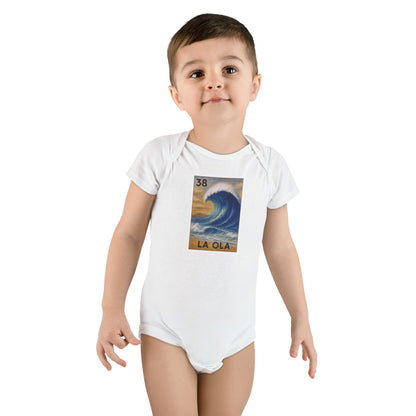 Wave Lotería - Baby Short Sleeve 100% Cotton Onesie (La Ola)