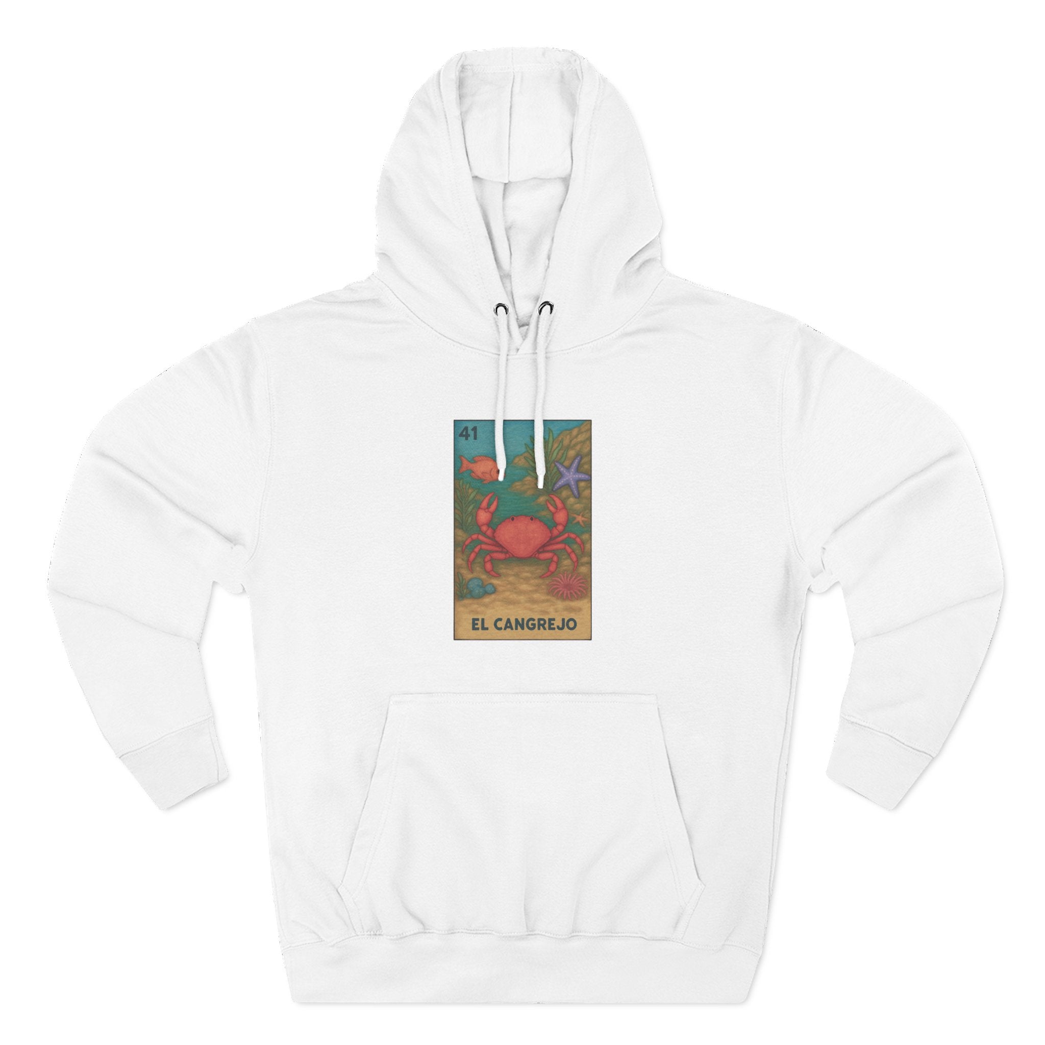 Crab Lotería Unisex - Pull-Over Cotton Blend Fleece Hoodie (El Cangrejo)