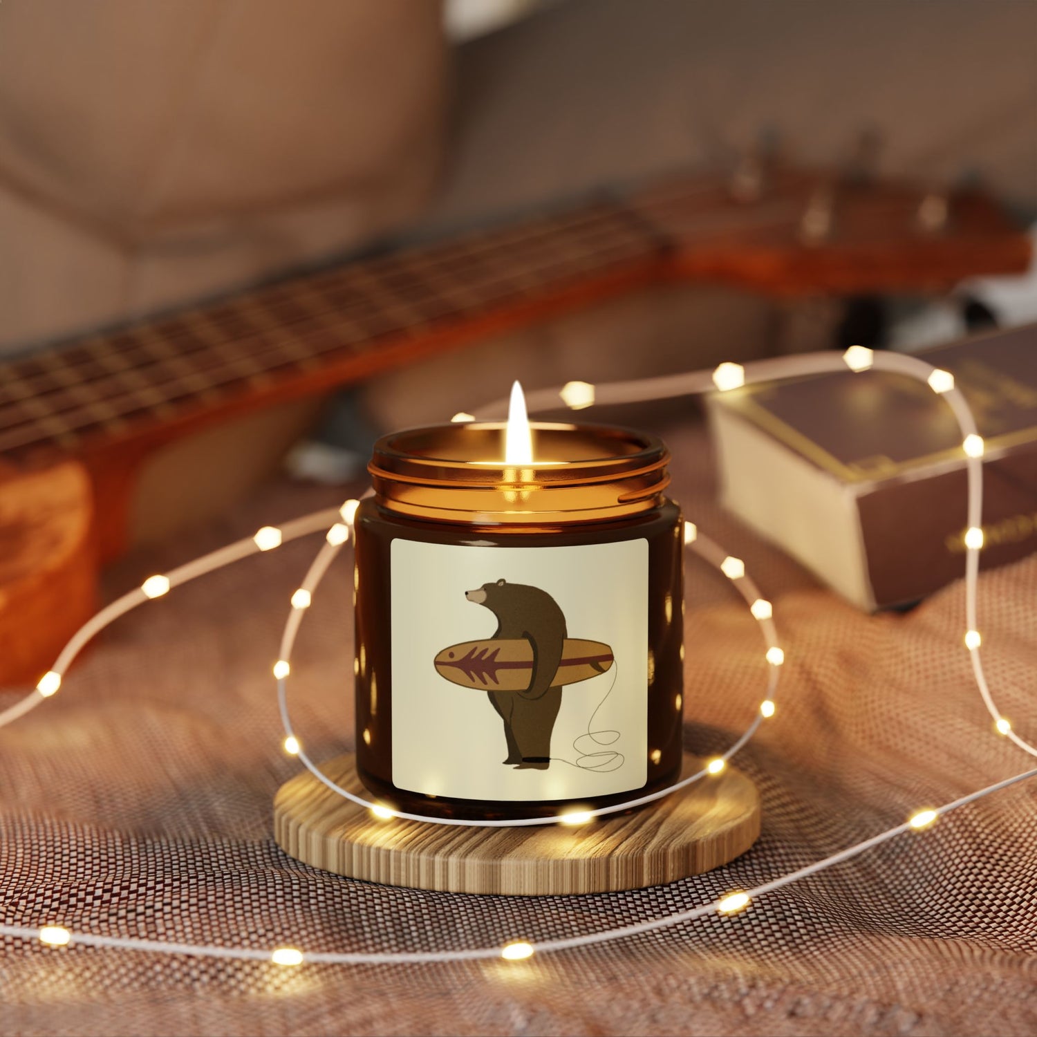 Surfing Grizzly Bear by Fabian Lavater - Scented Soy Candle