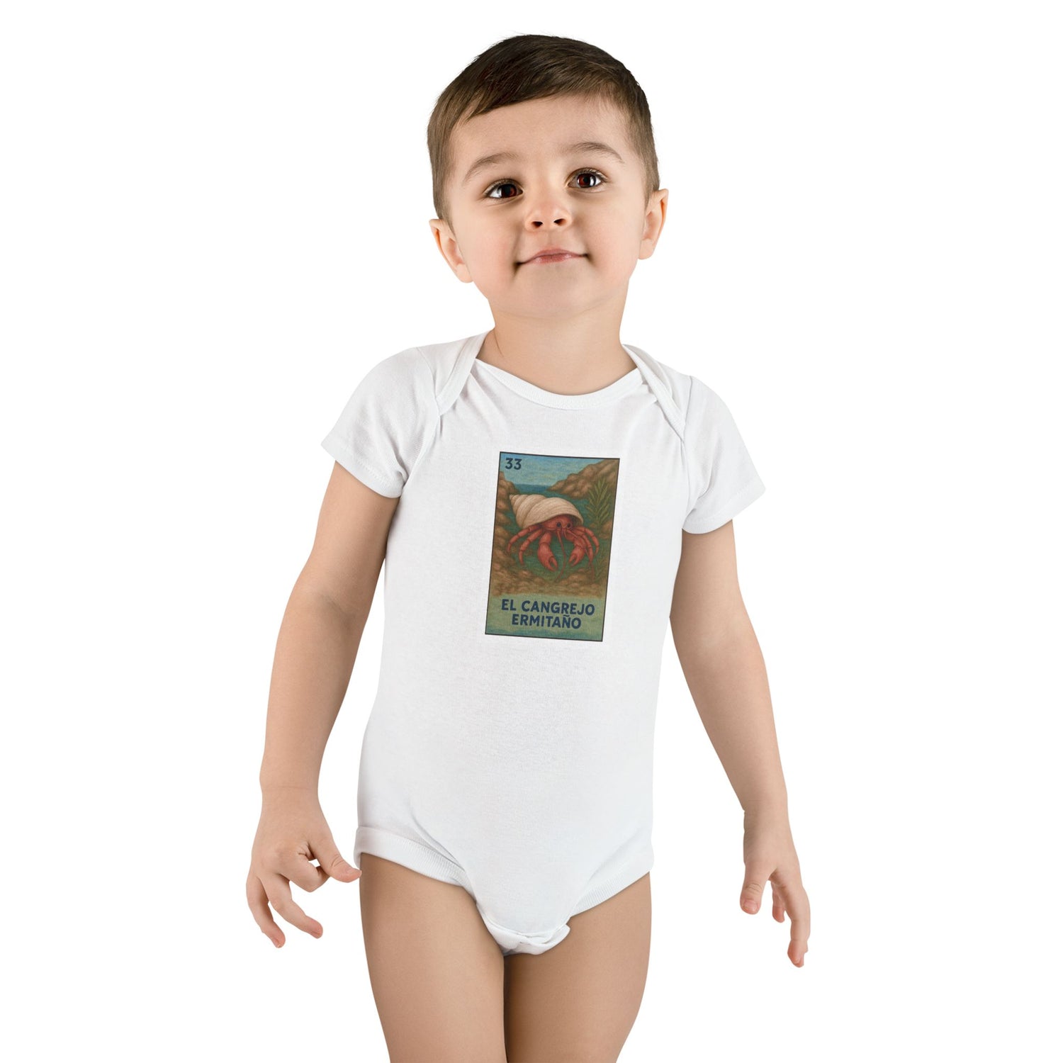 Hermit Crab Lotería - Baby Short Sleeve 100% Cotton Onesie (El Cangrejo Ermitaño)