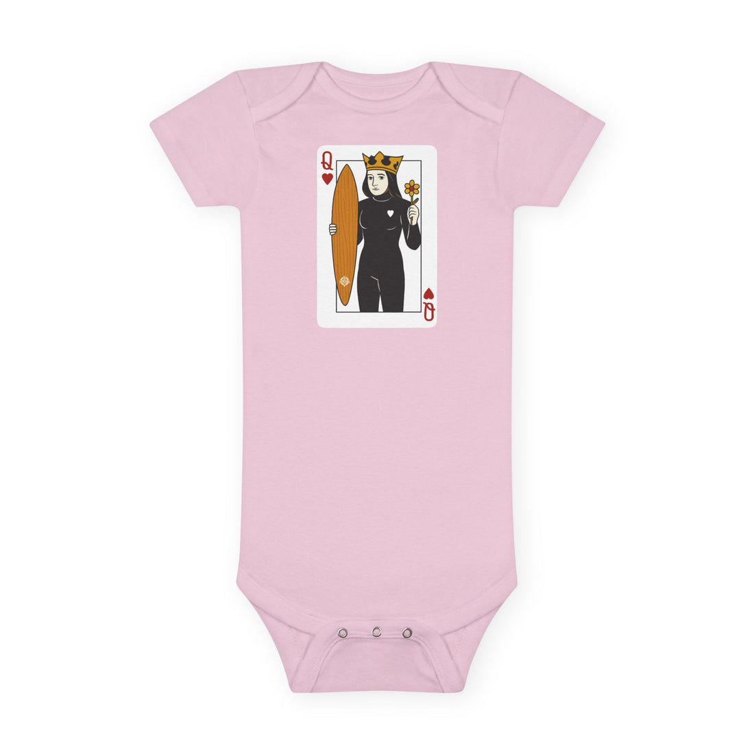 Queen of Hearts Surfer - Baby Short Sleeve 100% Cotton Onesie