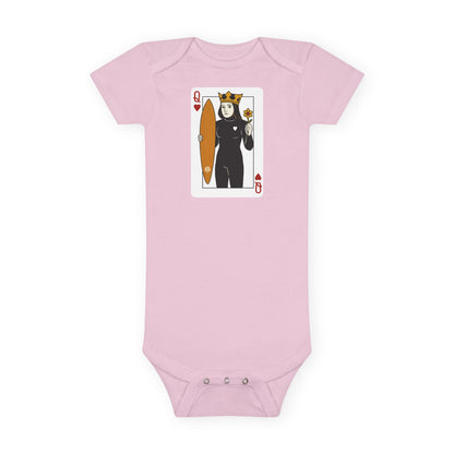Queen of Hearts Surfer - Baby Short Sleeve 100% Cotton Onesie