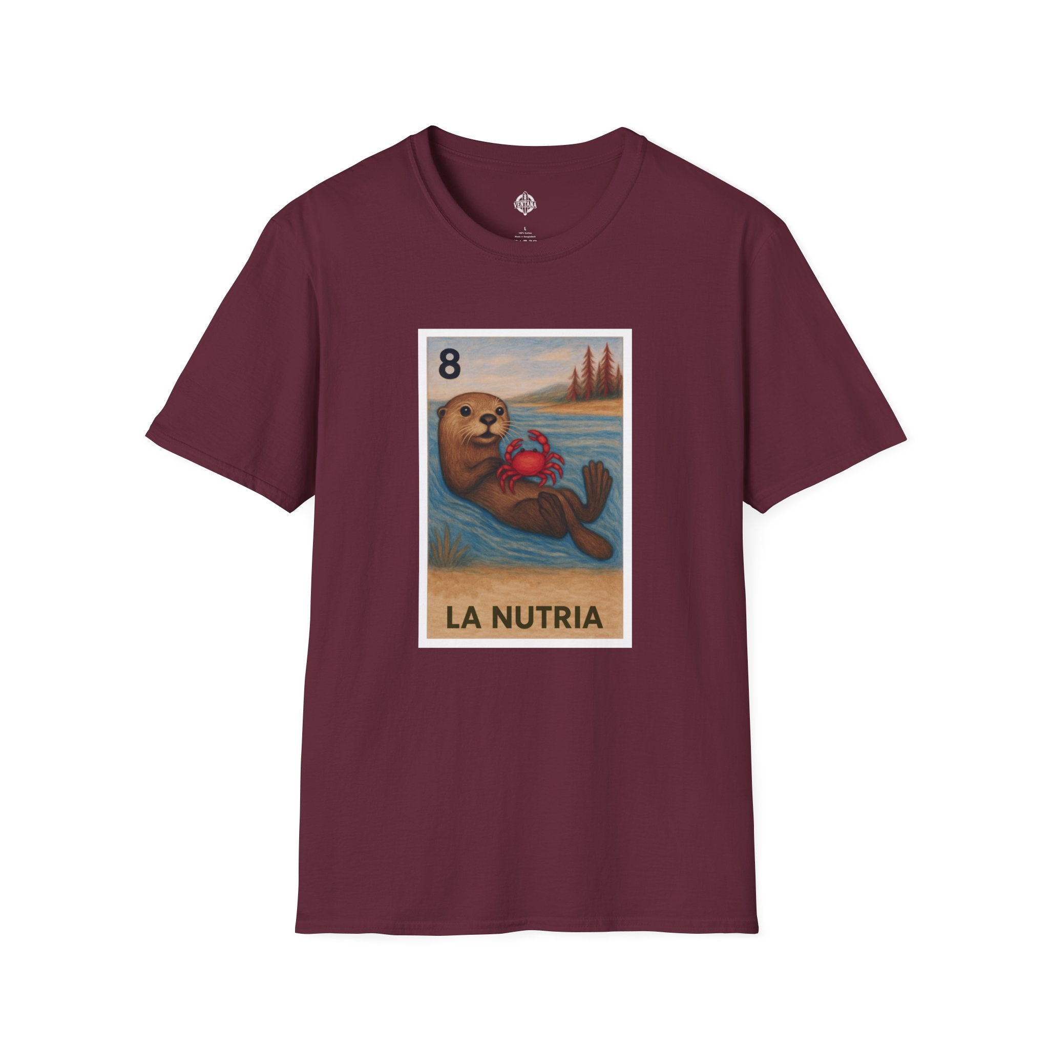 Sea Otter Lotería Unisex - Soft Style U.S. Cotton T-Shirt (La Nutria)