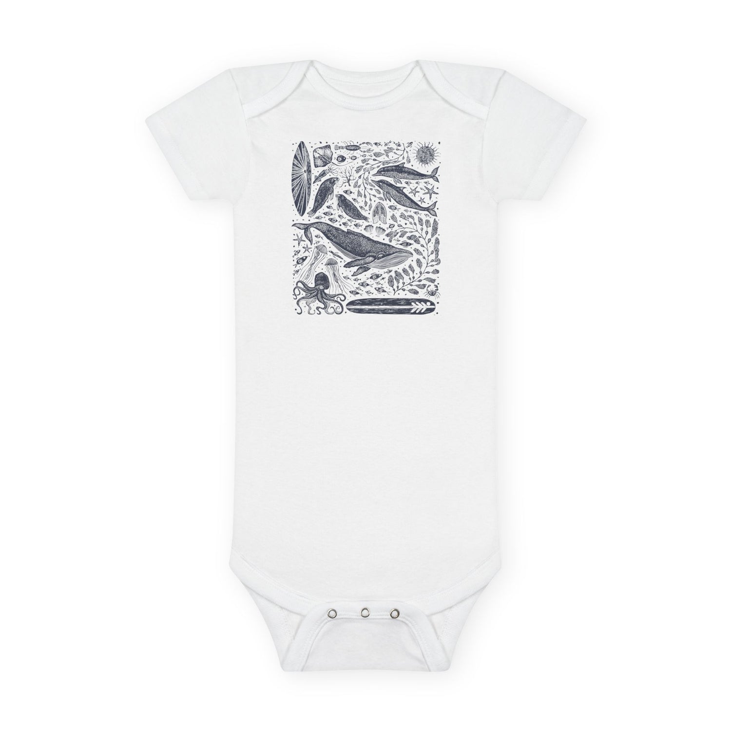 Ventana Marine Life by Lili Arnold - Baby Short Sleeve 100% Cotton Onesie