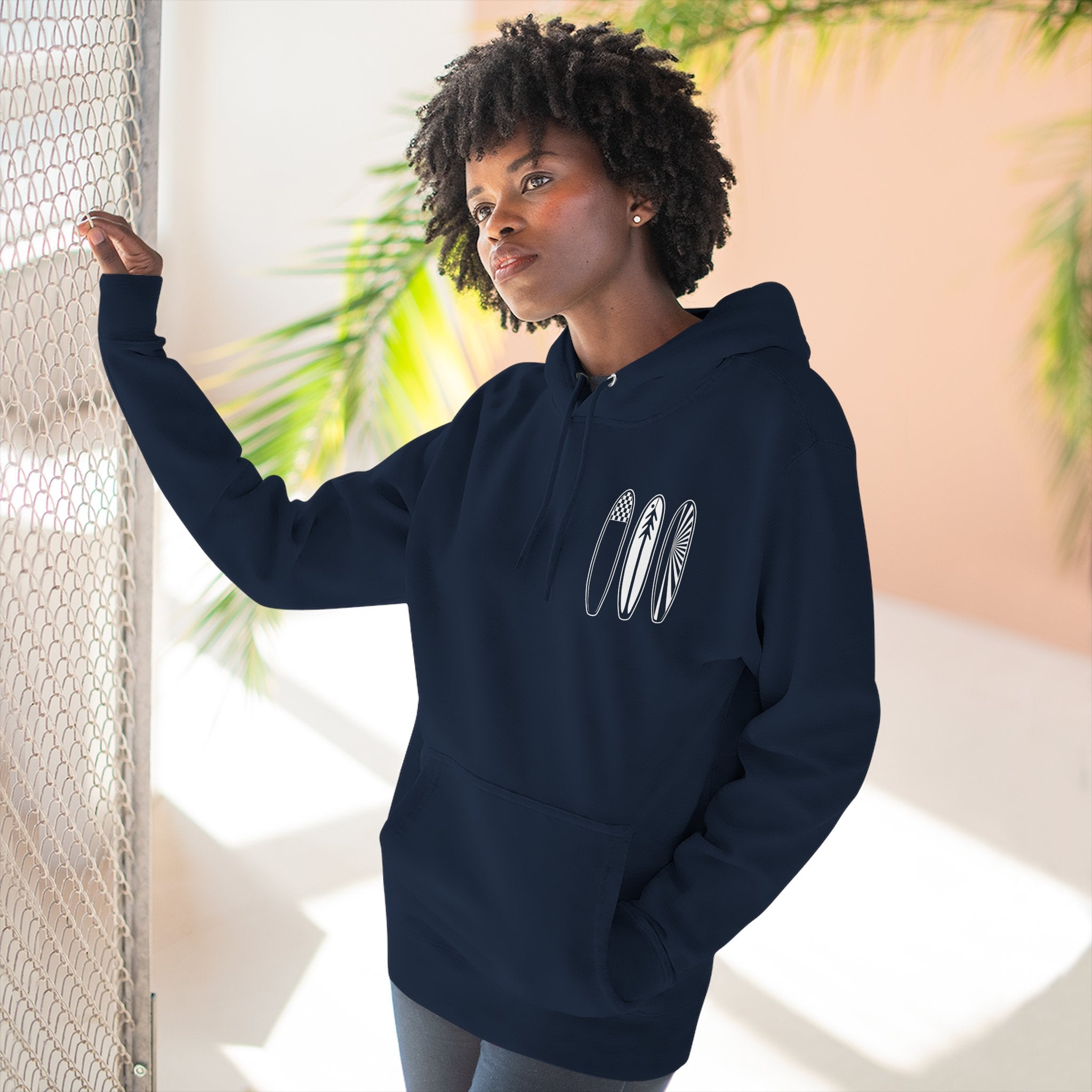 Ventana Three Board - Unisex Pull-Over Cotton Blend Fleece Hoodie