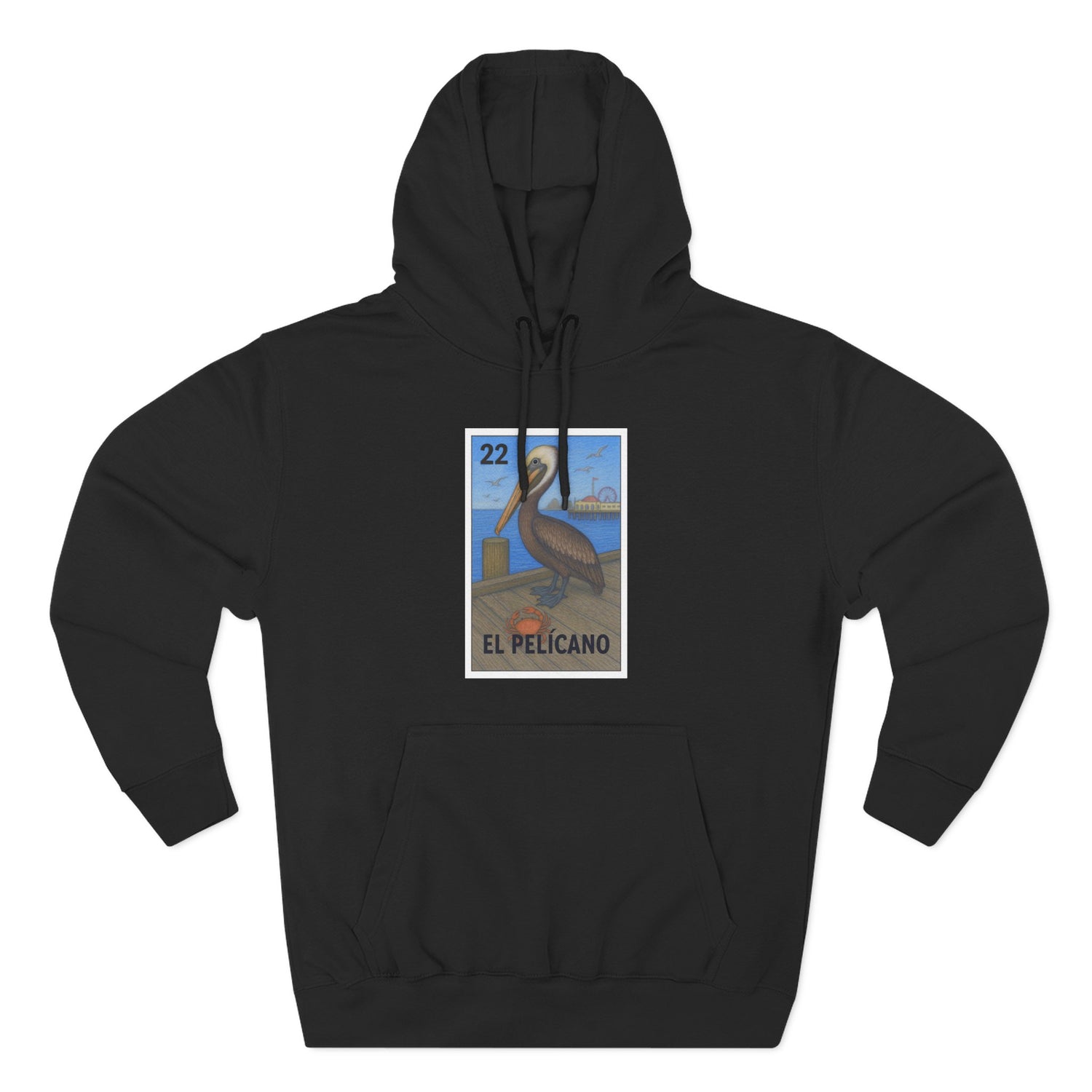 Pelican Lotería Unisex - Pull-Over Cotton Blend Fleece Hoodie (El Pelícano)