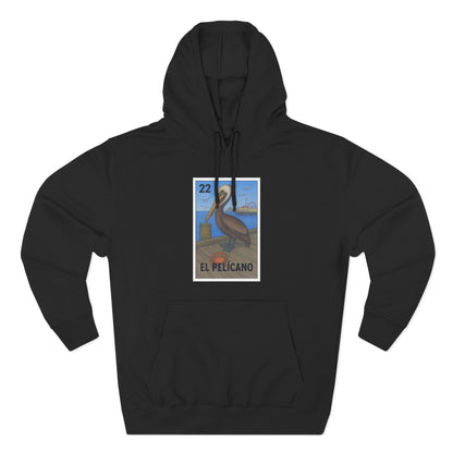 Pelican Lotería Unisex - Pull-Over Cotton Blend Fleece Hoodie (El Pelícano)