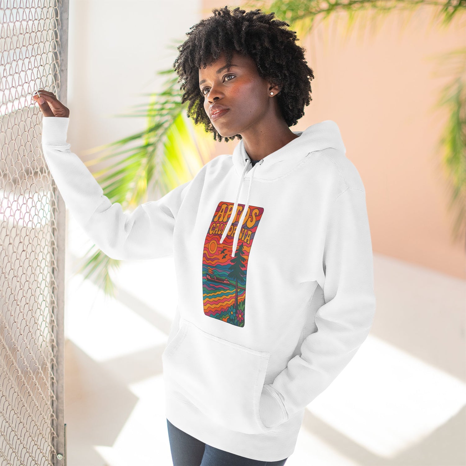 Aptos California Psychedelic Unisex - Pull-Over Cotton Blend Fleece Hoodie