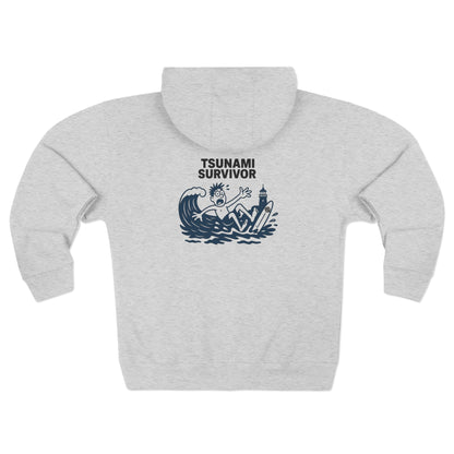 Tsunami Survivor Unisex - Zip Cotton Blend Fleece Hoodie