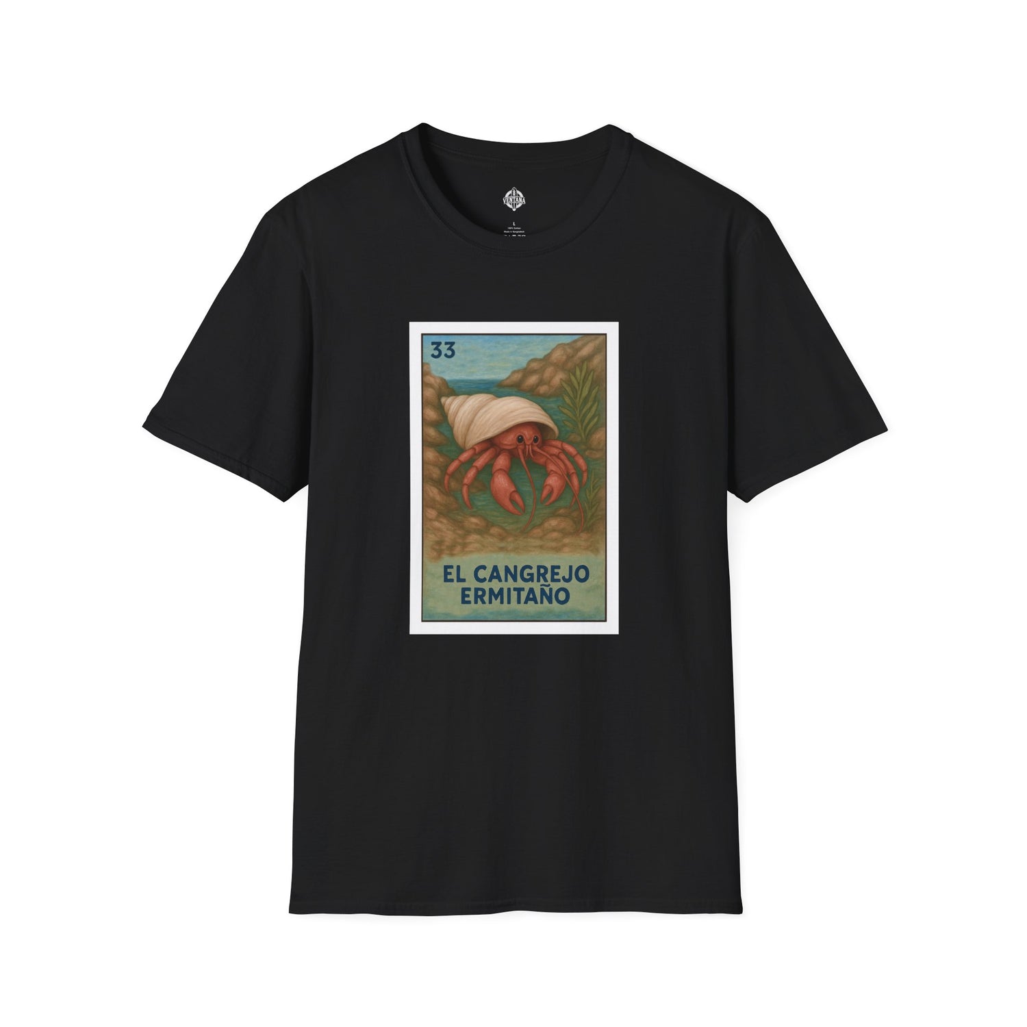 Hermit Crab Lotería Unisex - Soft Style U.S. Cotton T-Shirt (El Cangrejo Ermitaño)